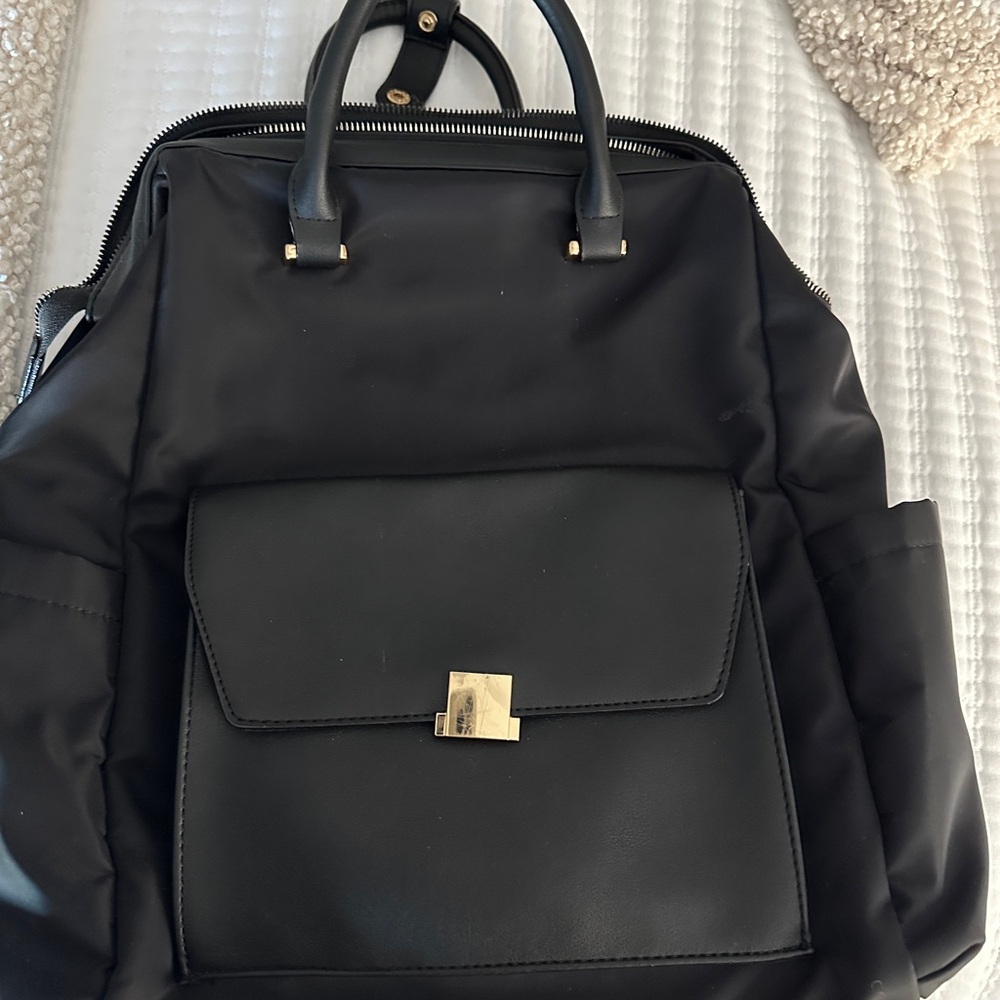 Black Backpack with Gold Accents